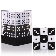 36 of Pack 12MM 6 Sided MINI Dice Set,Solid White and Solid Black Game Dice S...