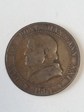 1867R Papal States 1 Soldo Large Date C-182a Pius IX AN XXI VG