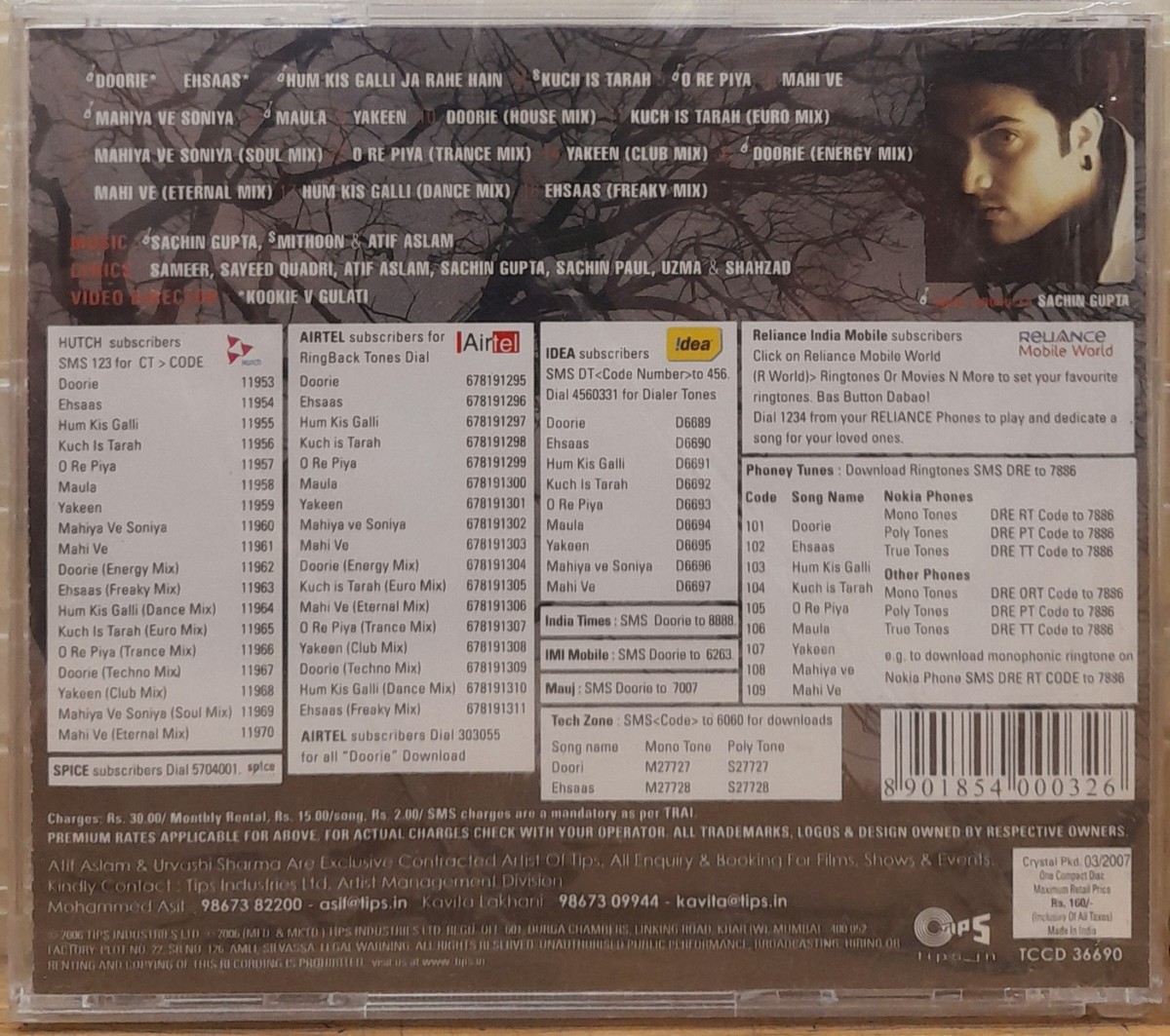 Atif Aslam Doorie - Indian Hindi Pop Indipop Audio CD Tips Music