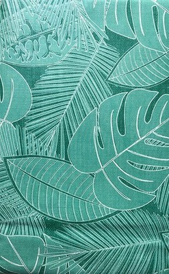 Tropical Leaf Pattern on Green Color Var Size Vinyl Flannel Backed Tablecloth