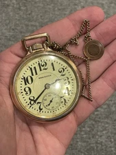 HAMILTON 992 10K Gold Filled 21 JEWEL 16s Double Roller POCKET WATCH RUNS!