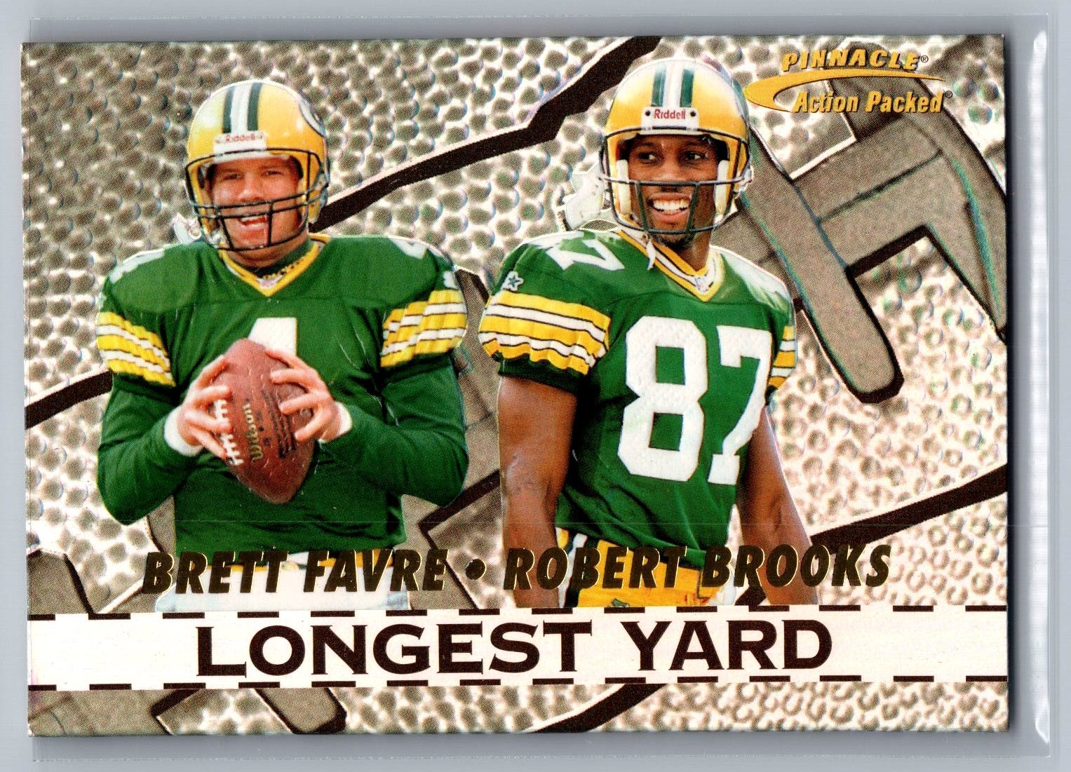 1996 Pinnacle Action Packed - Longest Yard Brett Favre, Robert Brooks #1
