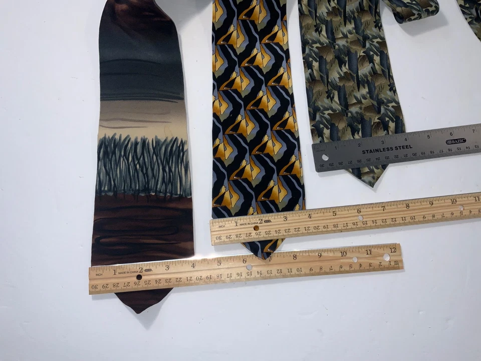 Lote de corbatas de seda para hombre J Garcia (3) azul, rojo, patrones vibrantes 3 7/8” x 57”, 58” Foto 4 de 4