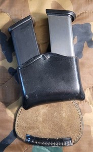 Don Hume Black Leather Double 45 Acp Double Stack Magazine Carrier Owb Paddle