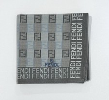 FENDI HANDKERCHIEF MEN'S COTTON Logo Monogram Sage GreenGray POCKET SQUARE 18.5  
