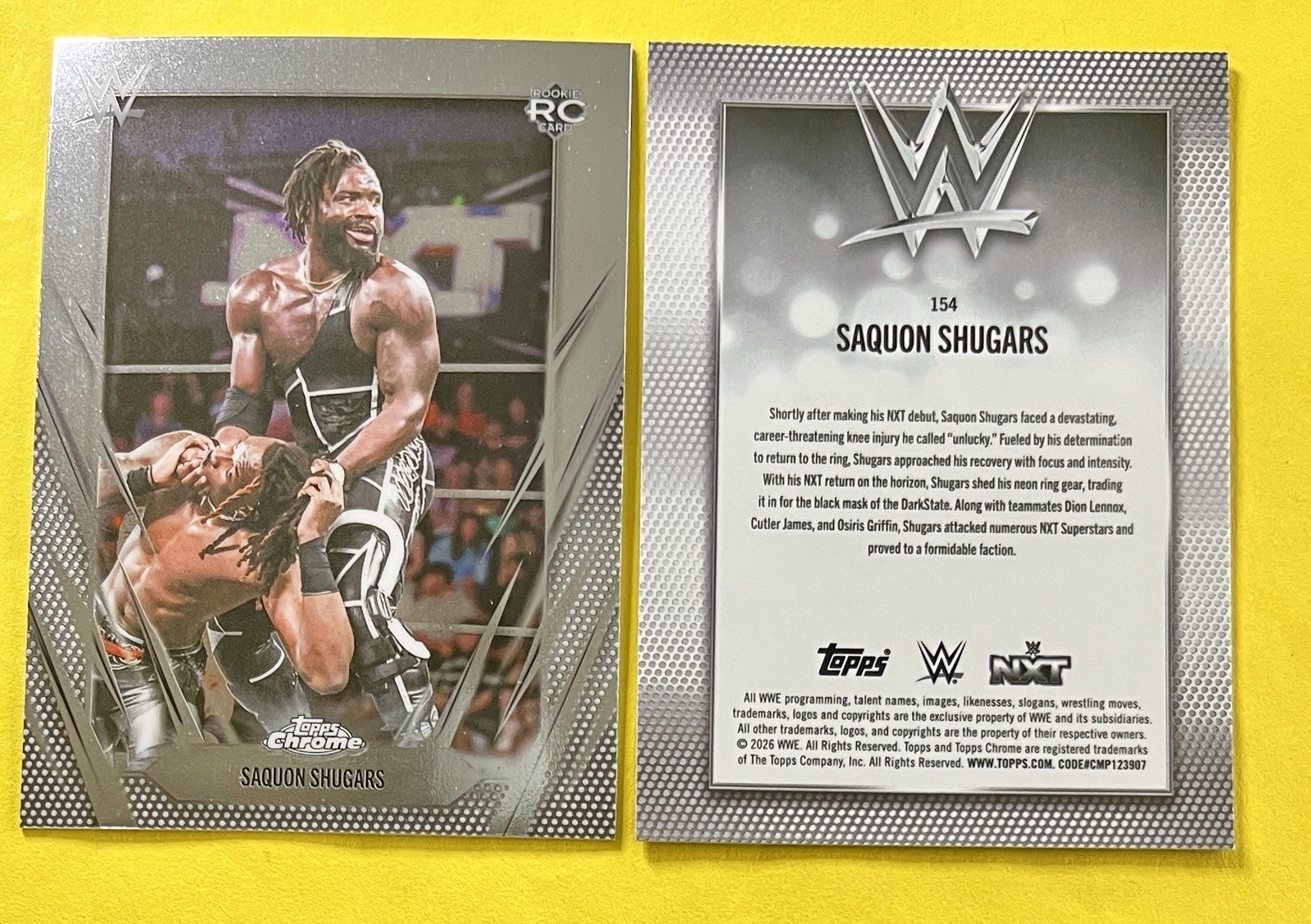 Saquon Shugars 2026 Topps Chrome WWE Rookie Card #154 (Base)