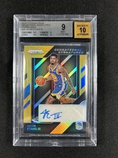2018 Prizm Jacob Evans Auto Gold Prizm #'d/10 BGS 9 Auto 10