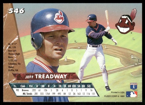 1993 ULTRA JEFF TREADWAY CLEVELAND INDIANS #546 - Picture 2 of 2