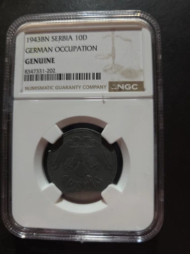 1943 BN Serbia 10D German Occupation  NGC Genuine