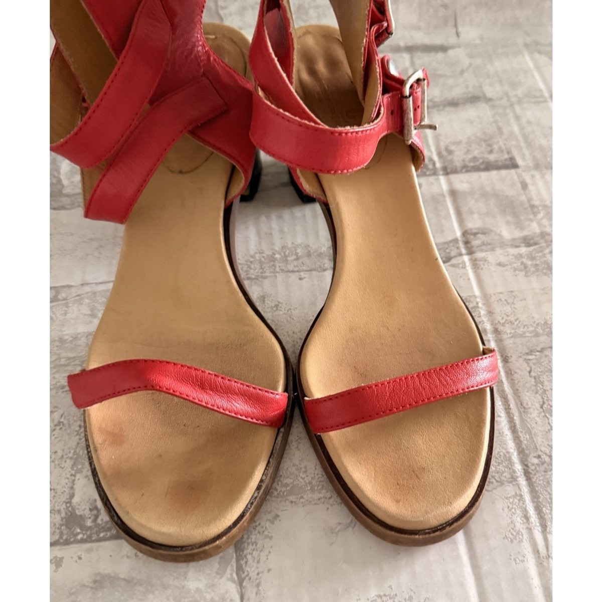 MM6 Maison Margiela Hologram Sandals in Tangerine Orange Leather Shoe Sz 38 View 4