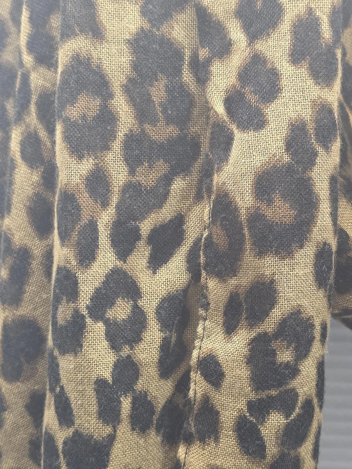 Bufanda antigua azul marino para mujer talla única marrón negro estampado de leopardo animal envoltura acrílico Foto 2 de 4