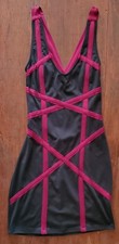 Lulu's Black & Red Bodycon Bandage Mini Dress, Sz L 2010s Goth sexy made in USA