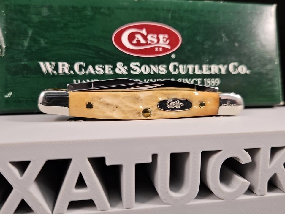 Navaja de bolsillo Case XX Tiny Muskrat 2007 nueva con mango de hueso negro Foto 3 de 4