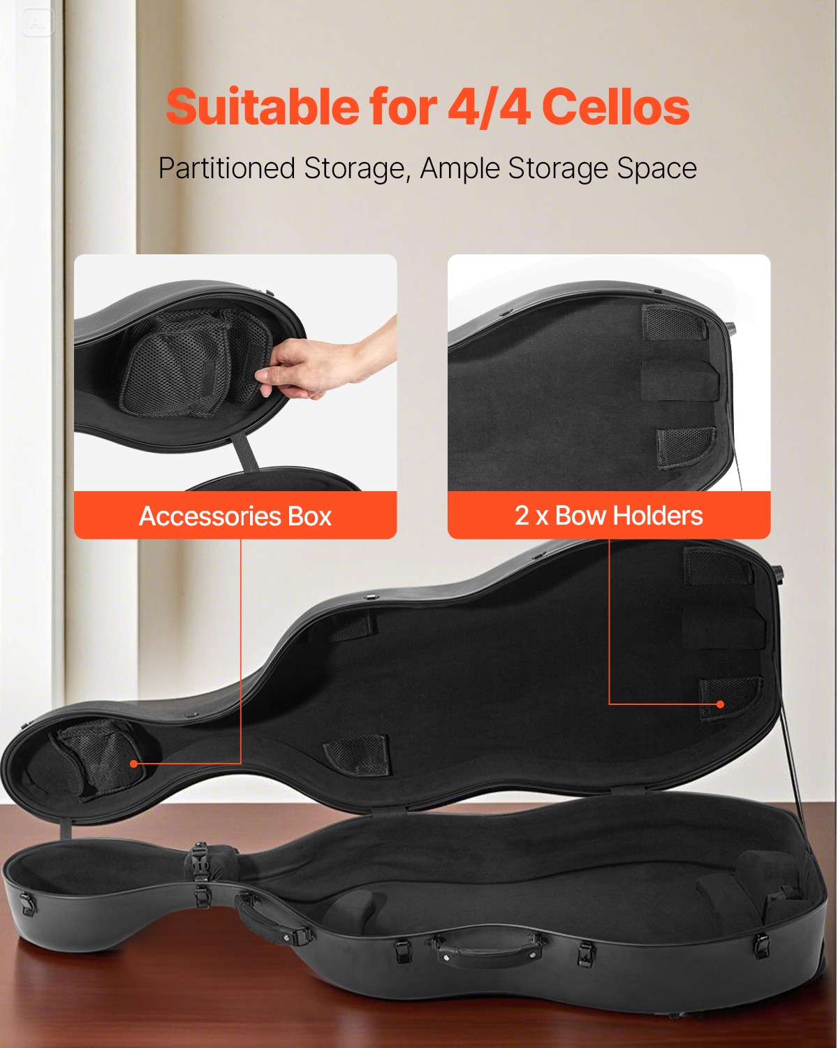 Étui pour violoncelle 4/4 antichoc VEVOR en carbone léger