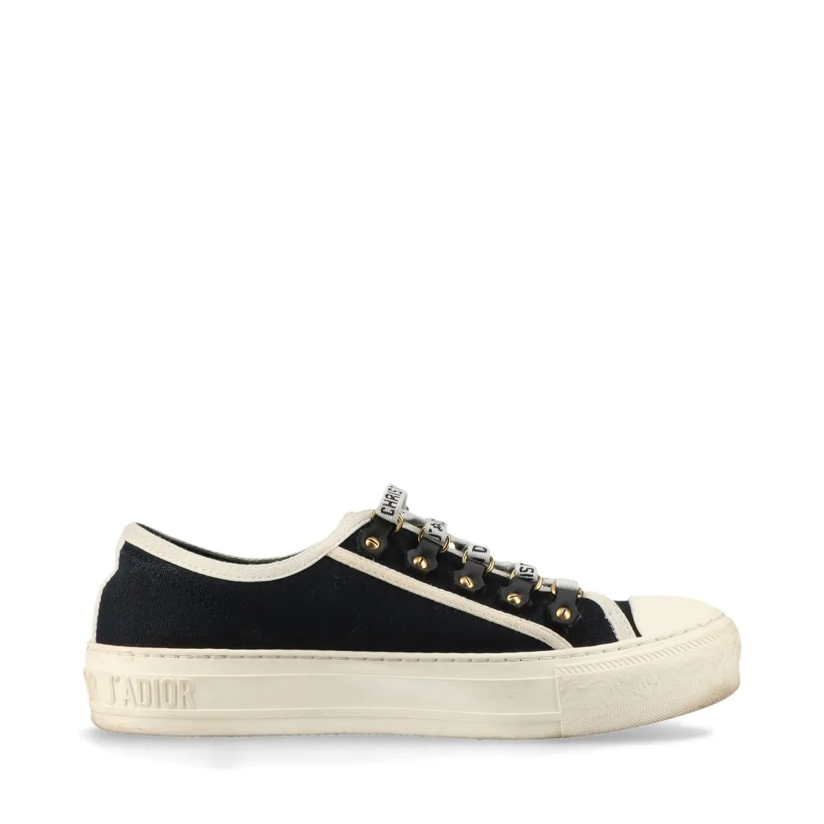 Christian Dior WALK'N'DIOR Canvas & Leather Sneakers 36 Ladies' navy x ivory DC0 thumbnail 2