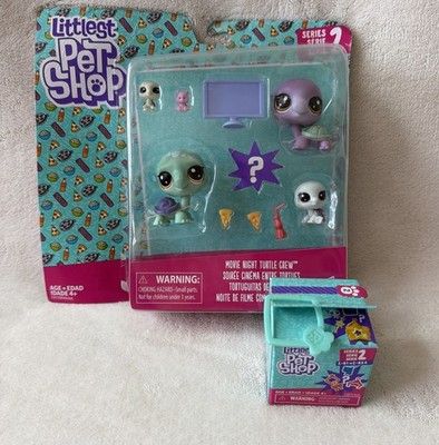 Littlest Pet Shop LPS Series 2 MOVIE NIGHT TURTLE CREW Amy Tim Meg Bev FAST SHIP