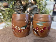Vintage Hand Painted Salt Shaker  Pepper Mill. Made In Japan SWEET 