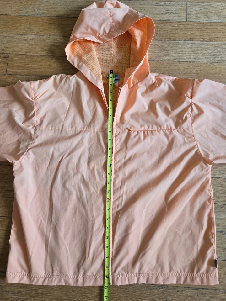 Jaqueta Reebok Vintage Feminina Grande Laranja Pálido Zíper Completo Quebra-Vento Com Capuz - Imagem 4 de 4