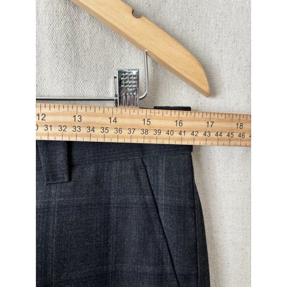 Bloomingdale’s Men’s Store Flat Front Pants Gray Blue Glen Plaid 32x34 Academia - Image 3 of 4