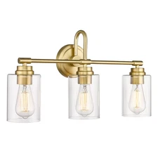 Gold Bathroom Light Fixtures, 3-Light Vanity Light Over Mirror Lighting with ...