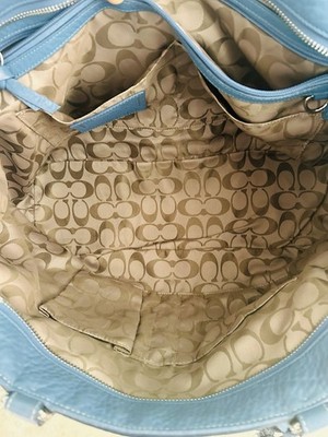 Vintage Coach Hamptons Blue Pebbled Leather Carryall Tote Bag