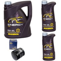 MotoröL Set Mannol Energy 5W-30 API 7 Liter + ÖLfilter FüR Alpine Fiat Renault