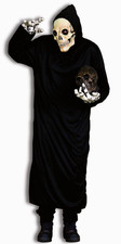 BLACK HORROR ROBE GRIM REAPER SCREAM ADULT HALLOWEEN COSTUME SIZE STANDARD 23512