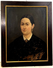 ANTICO DIPINTO OLIO TELA RITRATTO FEMMINILE SIGNORA NOBILDONNA EPOCA '800