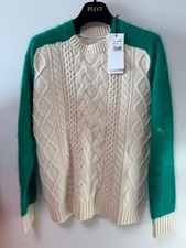 USED BRAND NEW WITH TAGS, SACAI CABLE KNIT SWEATER CONTRASTING ACCENTS UNUSED