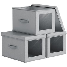 Collapsible Storage Bins with Lids - Foldable Decorative Storage Boxes with S...