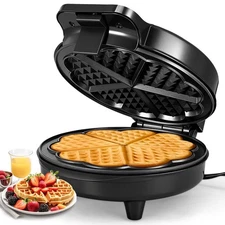 Heart Shaped Waffle Maker–7 Inch stainless steel Non-Stick Waffle Iron,Round ...