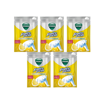 5x Vicks Fruity Fresh Lemon Sugar Free Loutschtabletten 72g Menthol