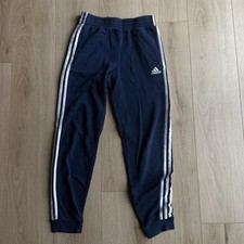 Adidas SweatPant Boys YL Blue Polyester 3 Stripes Jogger Tapered Leg Activewear