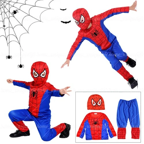 Kids SpiderMan Cosplay Costume Boys Tobey Maguire Outfit Jumpsuit Clothes 3-7Age