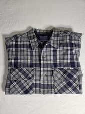 Vintage Pendleton Men's Wool Plaid Loop Collar Board Shirt USA Size Large READ