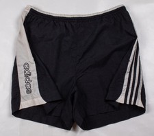 Vintage 1990s Adidas Shorts Running Soccer Black / White Men's Size SMALL/MEDIUM