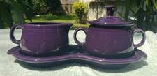 Fiesta Ware Sugar Bowl & Creamer 4 Pc. Set- Plum Purple