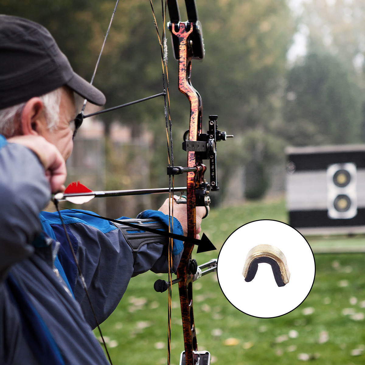 20Pcs Archery Anti-Slip Copper Bow String Nock Points Bow String Buckle Black