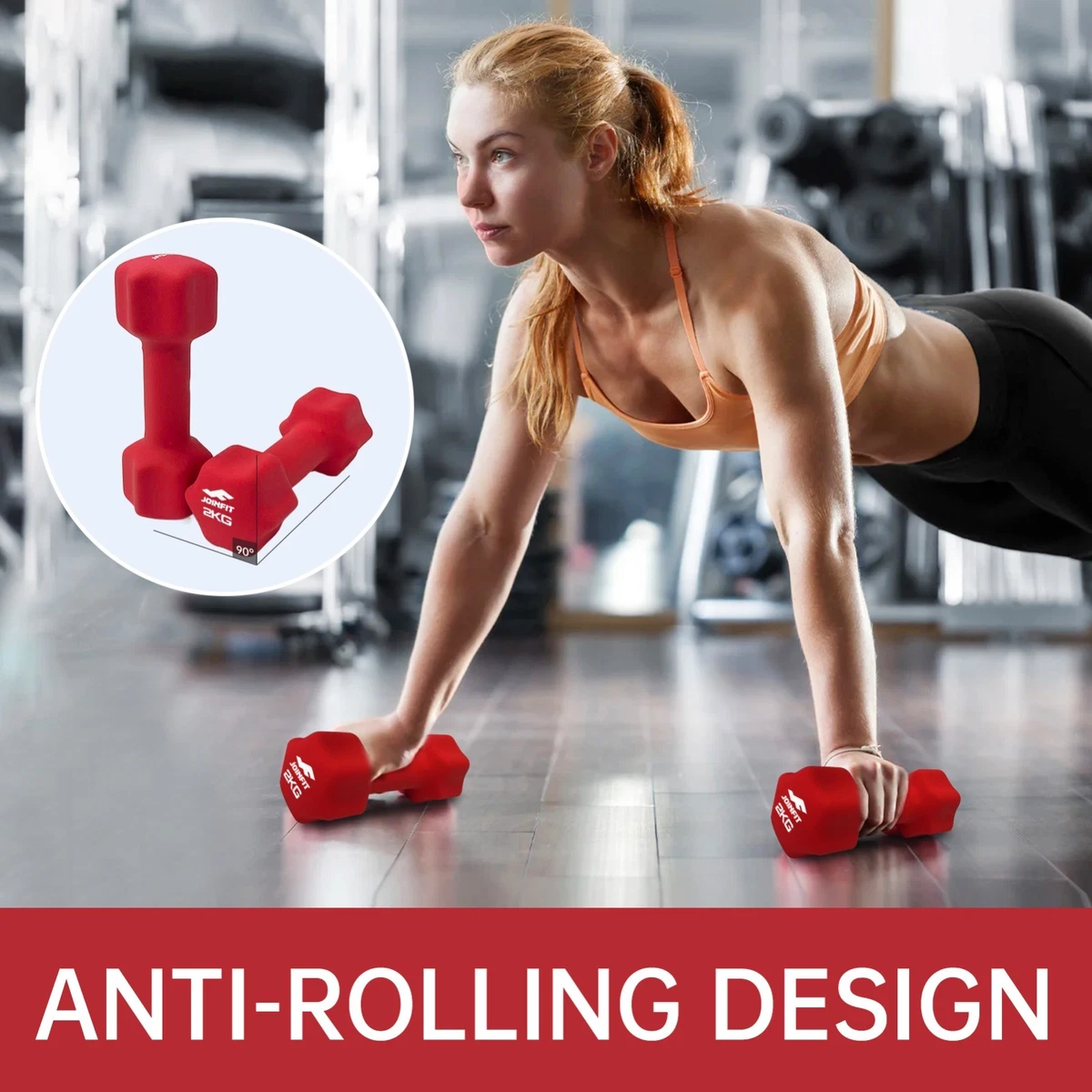 1KG -4KG Anti Slip Neoprene Dumbbells Set Weights Pair Hand Exercise Home Gym