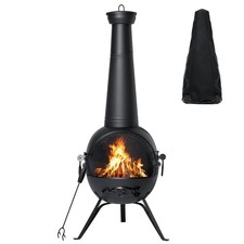 Chiminea Fireplace Outdoor Prairie Fire Deck or Patio Backyard Wooden Fire Pit