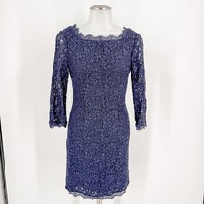 Adrianna Papell Navy Lace Long Sleeve Dress