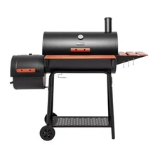 Royal Gourmet Barrel Charcoal Grill with Wood-Painted Side & Front Table Outdoor