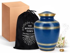 Creamation Urns for Human Ashes Adult Classic Thread 9 x7, Midnight Blue Gold