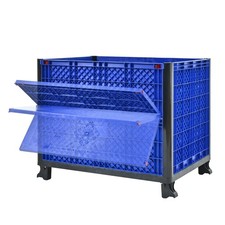 Collapsible Bulk Container With Doors, Solid Wall,total capacity of 600 lbs