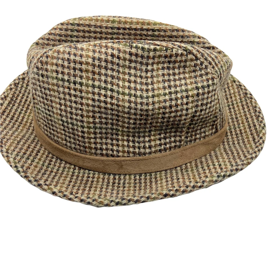 Borsalino Fedora Hat Vintage Mens Sz 7 3/8 Brown Tweed Fitted Grandpa Detective - Image 4 of 4