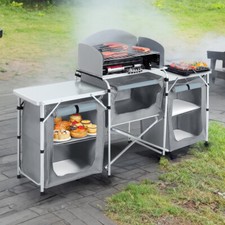 Outdoor Camping Table Kitchen Cupboard Cook Stand Folding Storage Shelf Unit UK