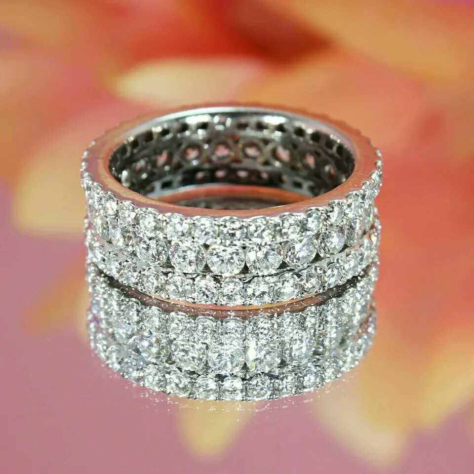 2.30Ct Lab Created Diamond Full Eternity Wedding Band Ring 14K White ...
