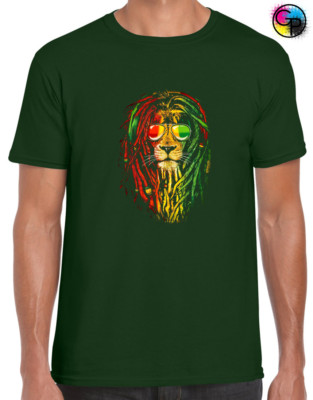 REGGAE LÖWE HERREN T-SHIRT PEACE MUSIK JAMAIKANISCH RASTA MODE DESIGN COOL SOMMER