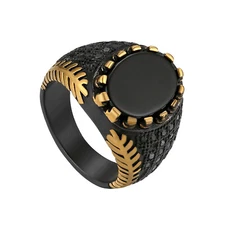 Vintage Antique Black Agate Band Ring Anniversary Valentine's Day Gift For Men