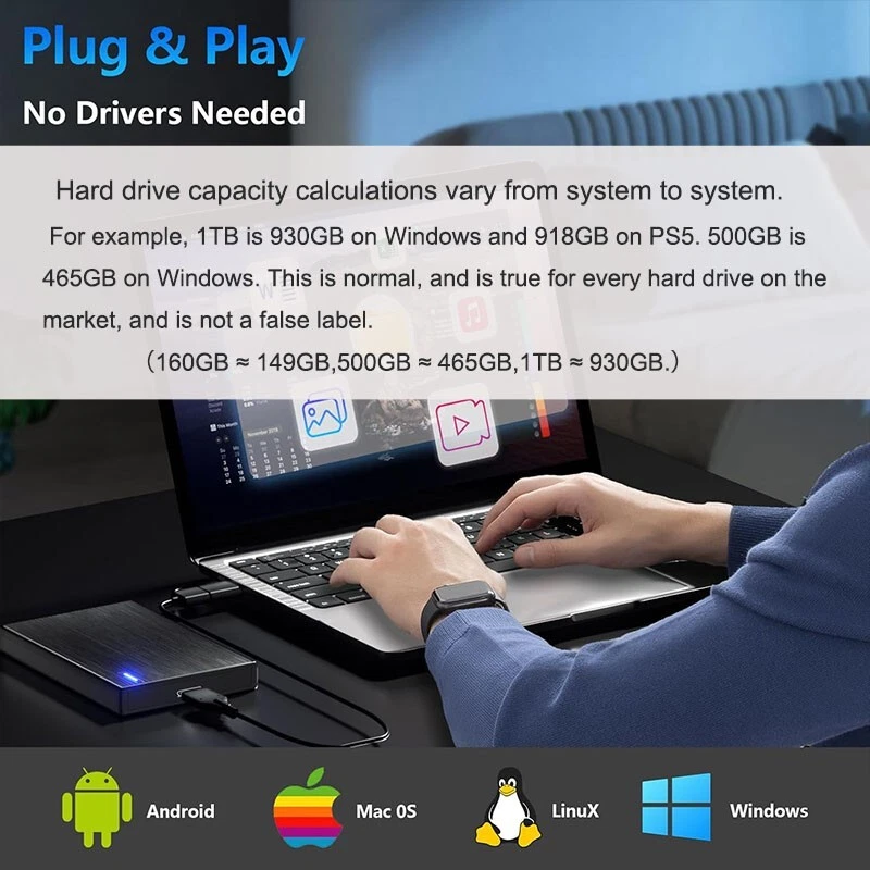 External Hard Drive USB3.0 1TB 500G Portable HDD For WINDOWS PC MAC XBOX ONE PS4 - Image 3 of 4